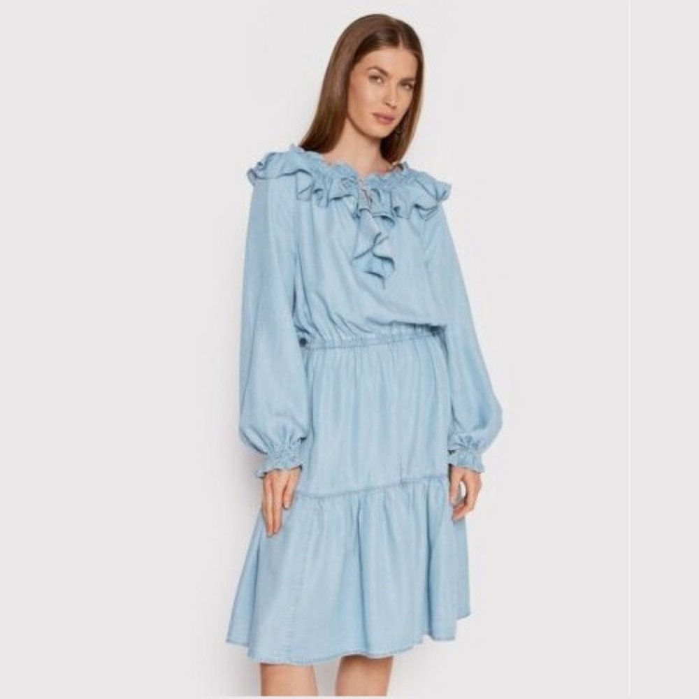 NWT Lauren Ralph Lauren Long-Sleeve Denim Dress Miramar Wash